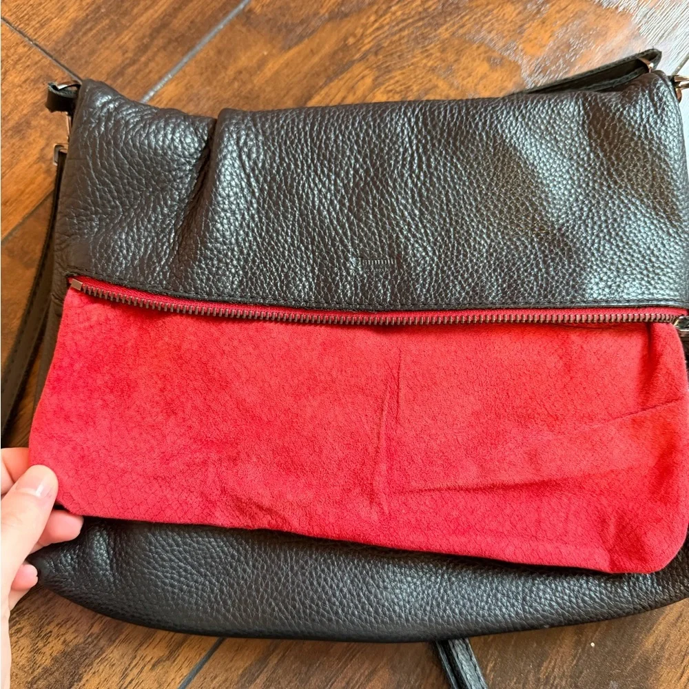 Hammitt Los Angeles VIP Large Crossbody Black Gunmetal Grommets Red Zipper - Picture 10 of 16